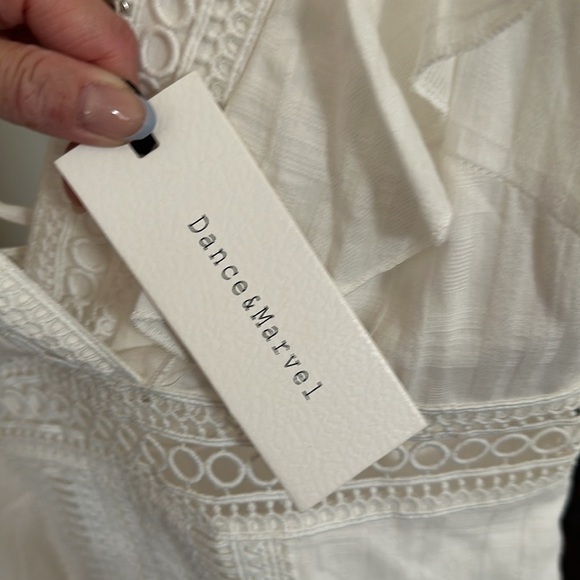 NWT Dance &Marvel V Neck Ruffle Dress w/Crochet Lace white - Picture 4 of 5